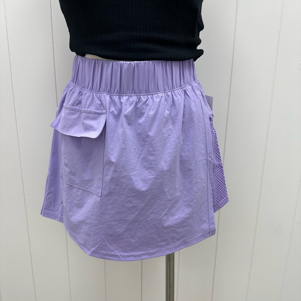 Light Purple Athletic Tennis Elastic Waist Skort